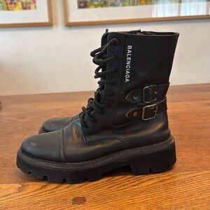 Black Lace-Up Combat Boots